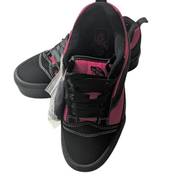 Vans Knu Skool Platform Women’s Black Hot Pink Stacked 90s Casual Sneakers NWOB - Picture 1 of 8